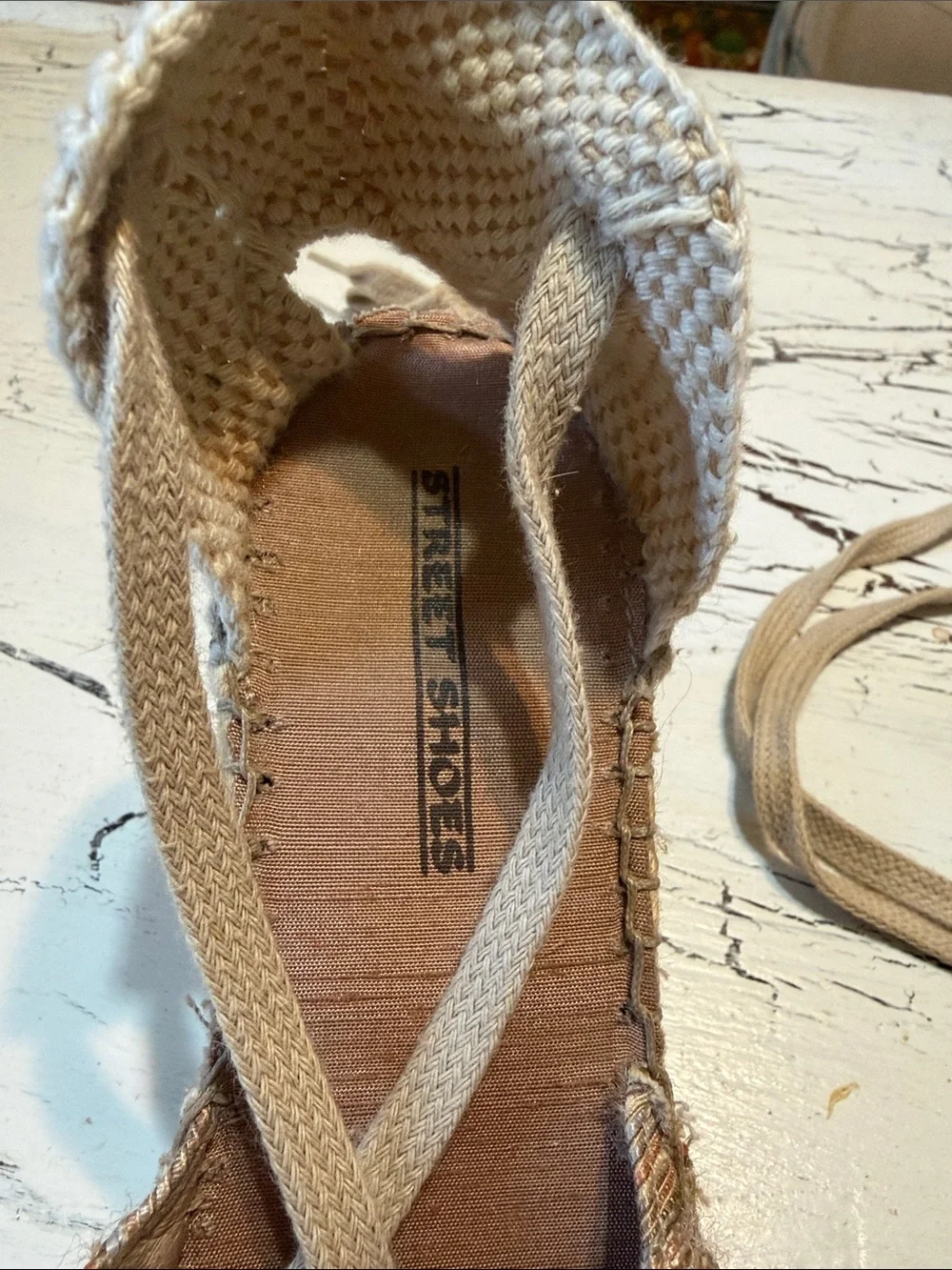 Woven Espadrille Wedge Sandals in Natural Beige